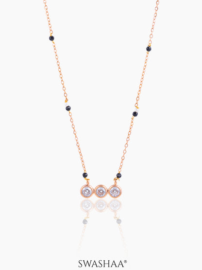 Sarka Trio Diamond Studs Rosegold Plated Mangalsutra