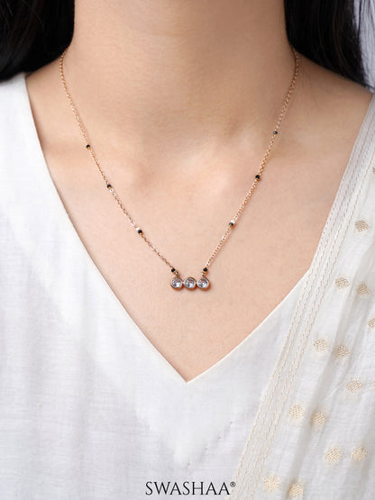 Sarka Trio Diamond Studs Rosegold Plated Mangalsutra