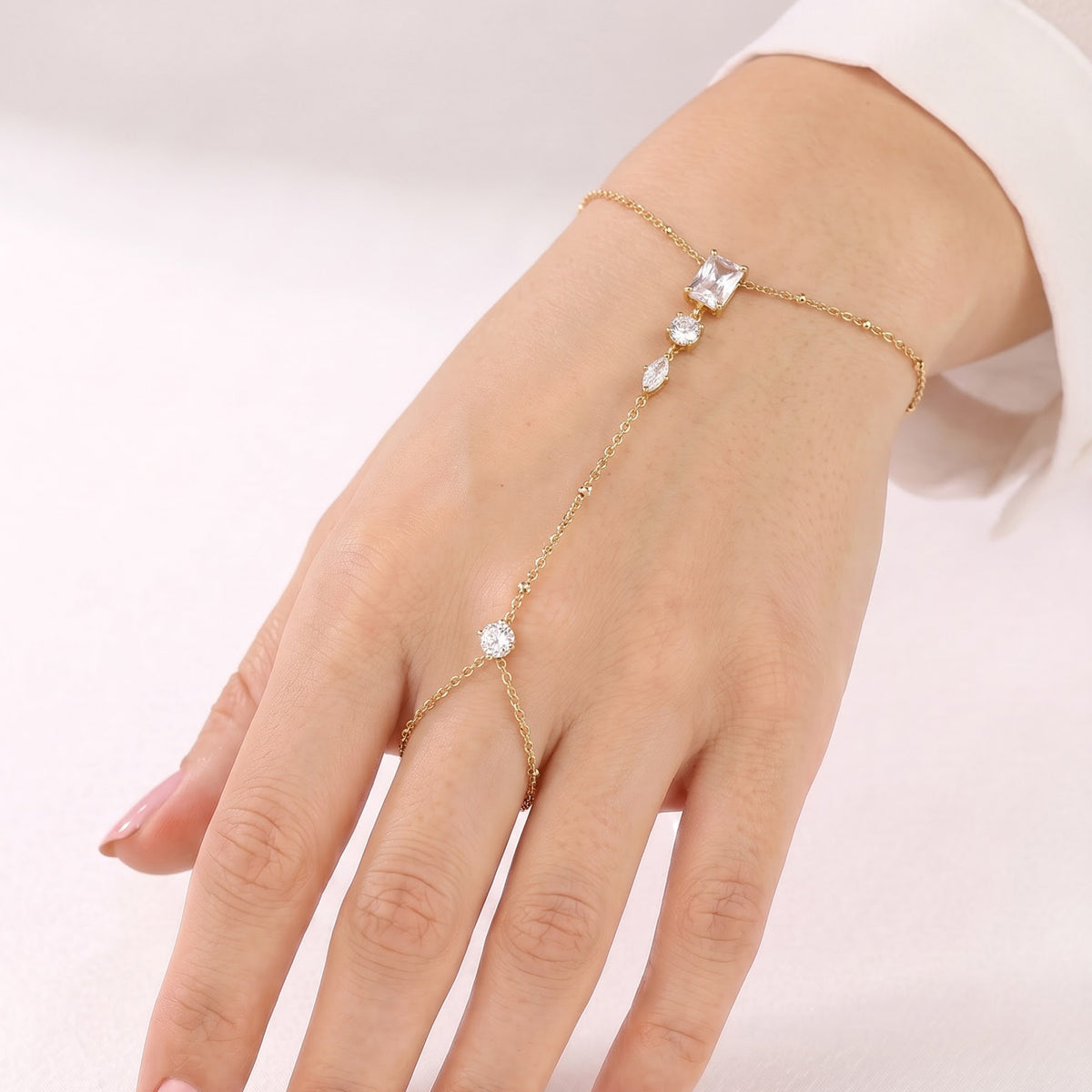 Sayona Oval Round Solitaire Diamond 18K Gold Plated Women's Ring Bracelets