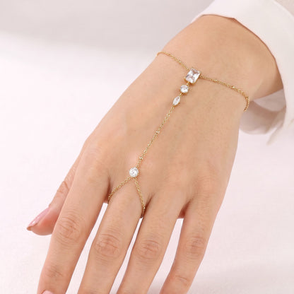 Sayona Oval Round Solitaire Diamond 18K Gold Plated Women's Ring Bracelets