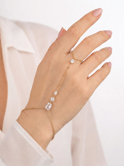 Sayona Oval Round Solitaire Diamond 18K Gold Plated Women's Ring Bracelets