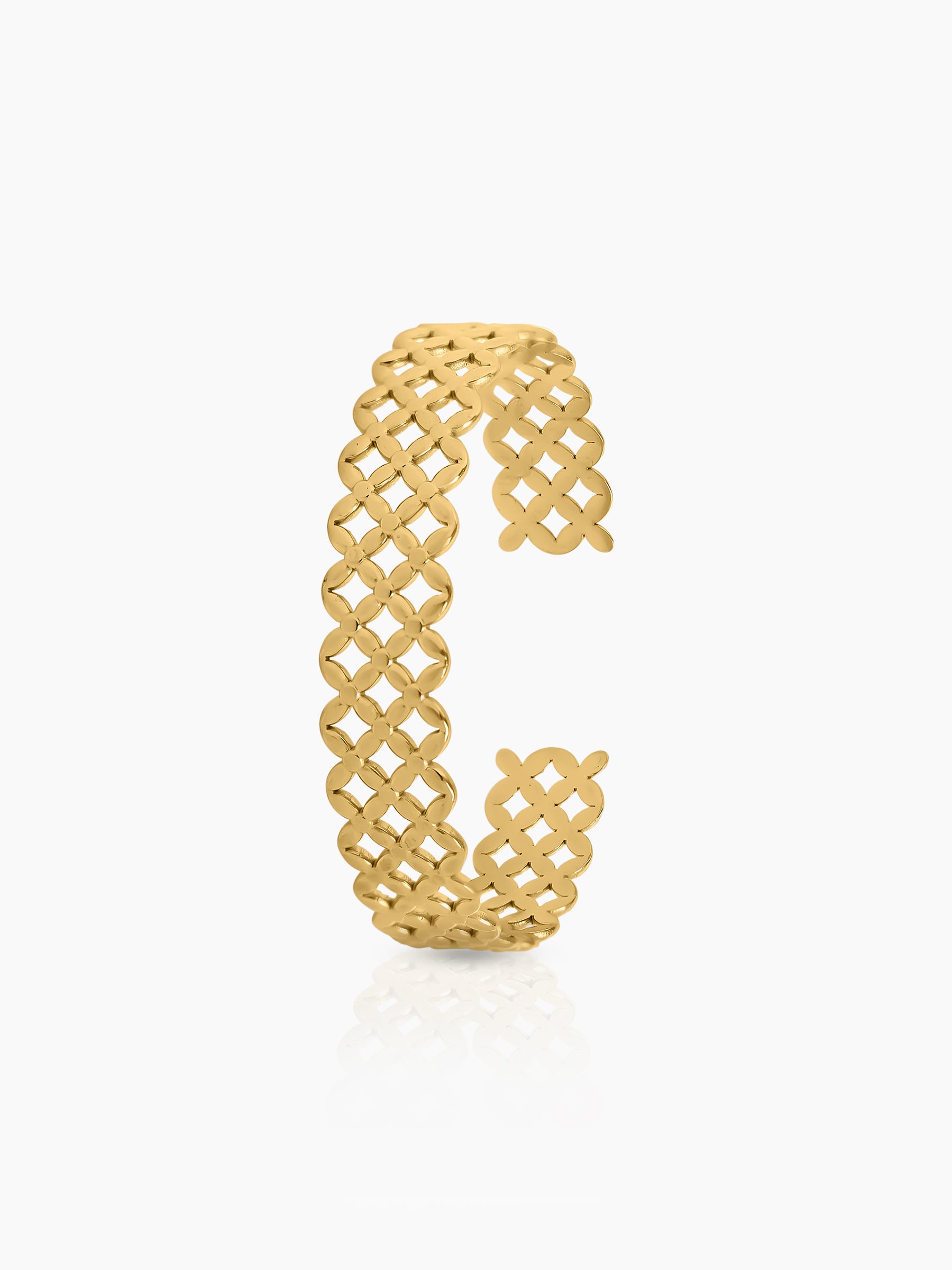 Scarlet Cross Patterned Hollow 18K Gold Plated Cuff Bracelet