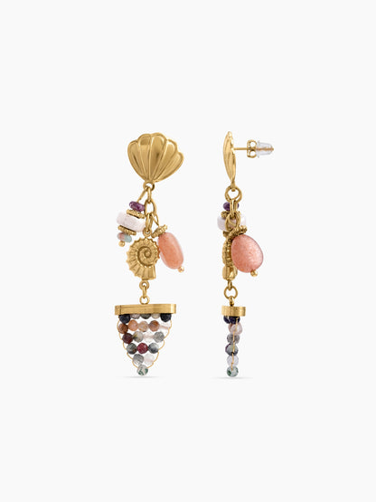 Scottie Ocean Shell, Conch Shell, Muticolor Charms 18K Gold Plated Women's Stud Earrings