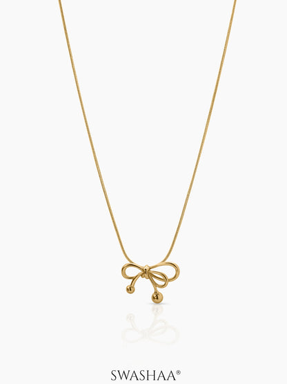Selina Bow Charm 18K Gold Plated Women's Chain Pendant Necklace