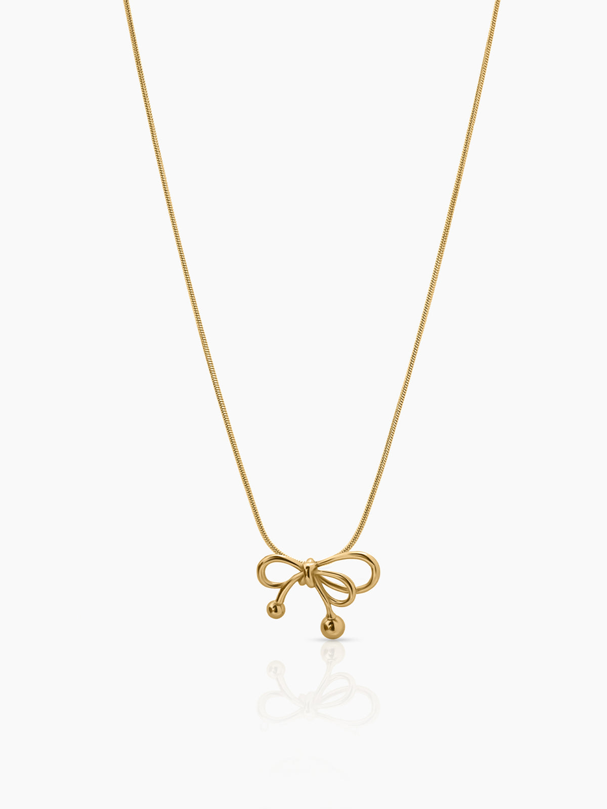 Selina Bow Charm 18K Gold Plated Women's Chain Pendant Necklace