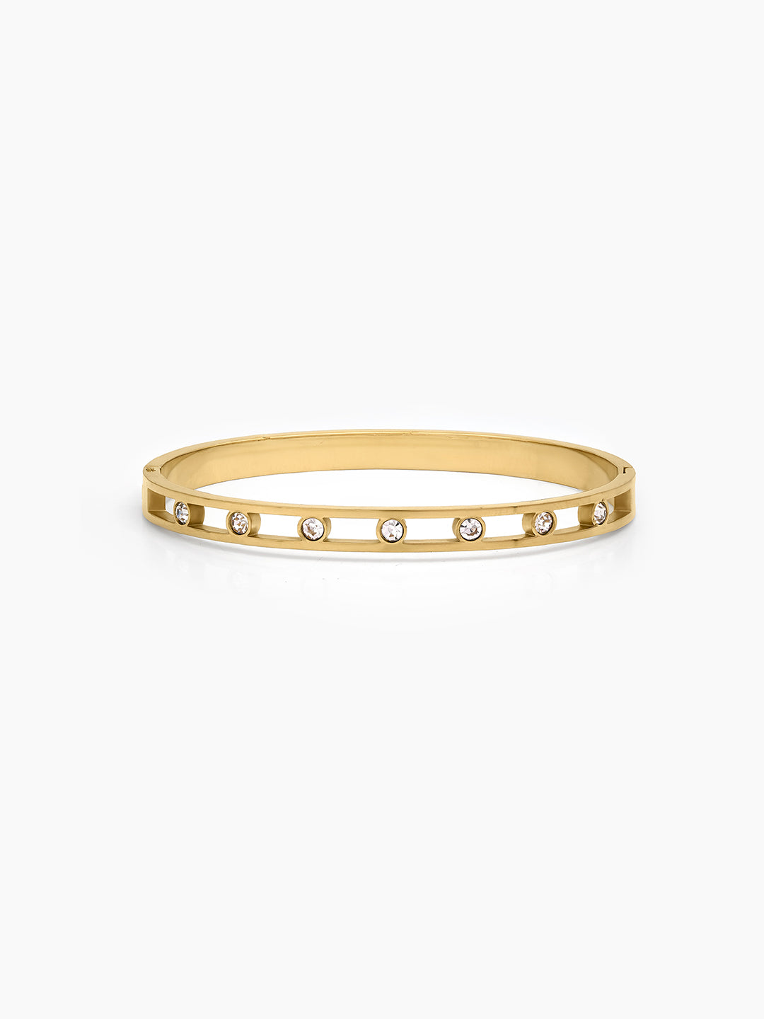 Selira Diamond Solitaire 18K Gold Plated Women's Solid Band Bracelet