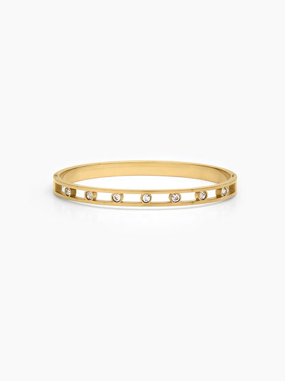 Selira Diamond Solitaire 18K Gold Plated Women's Solid Band Bracelet