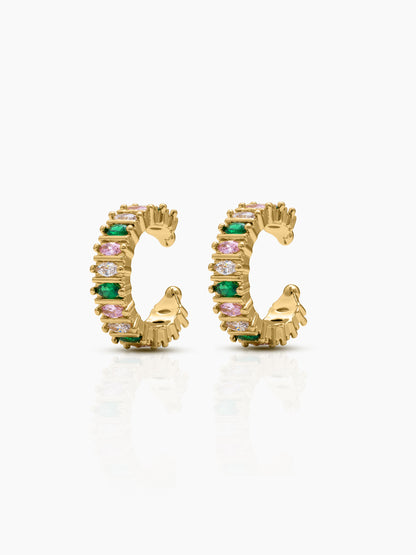 Selma Marquise Multi Emerald 18K Gold Plated Women's Ear Cuffs 