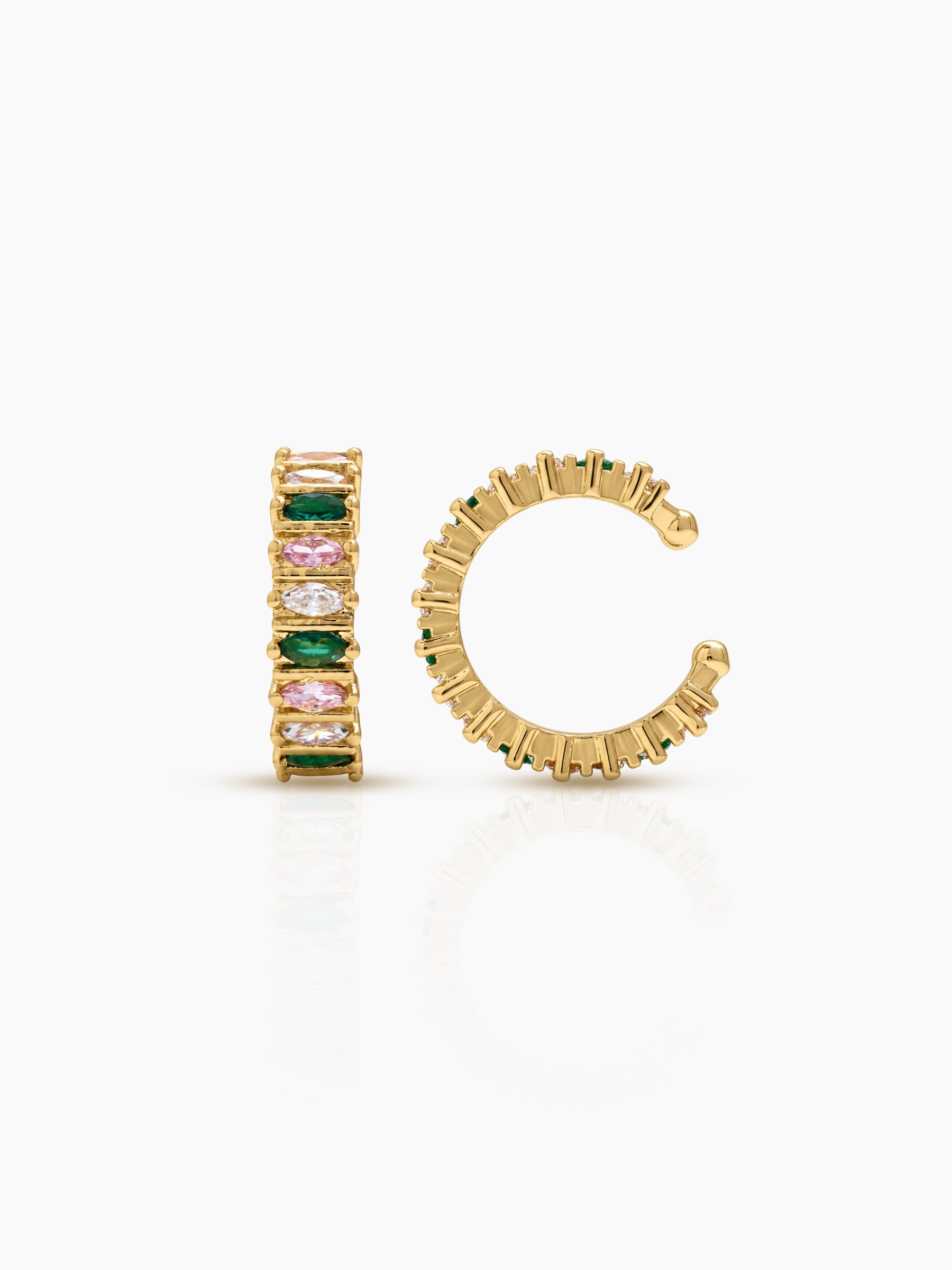 Selma Marquise Multi Emerald 18K Gold Plated Women's Ear Cuffs 