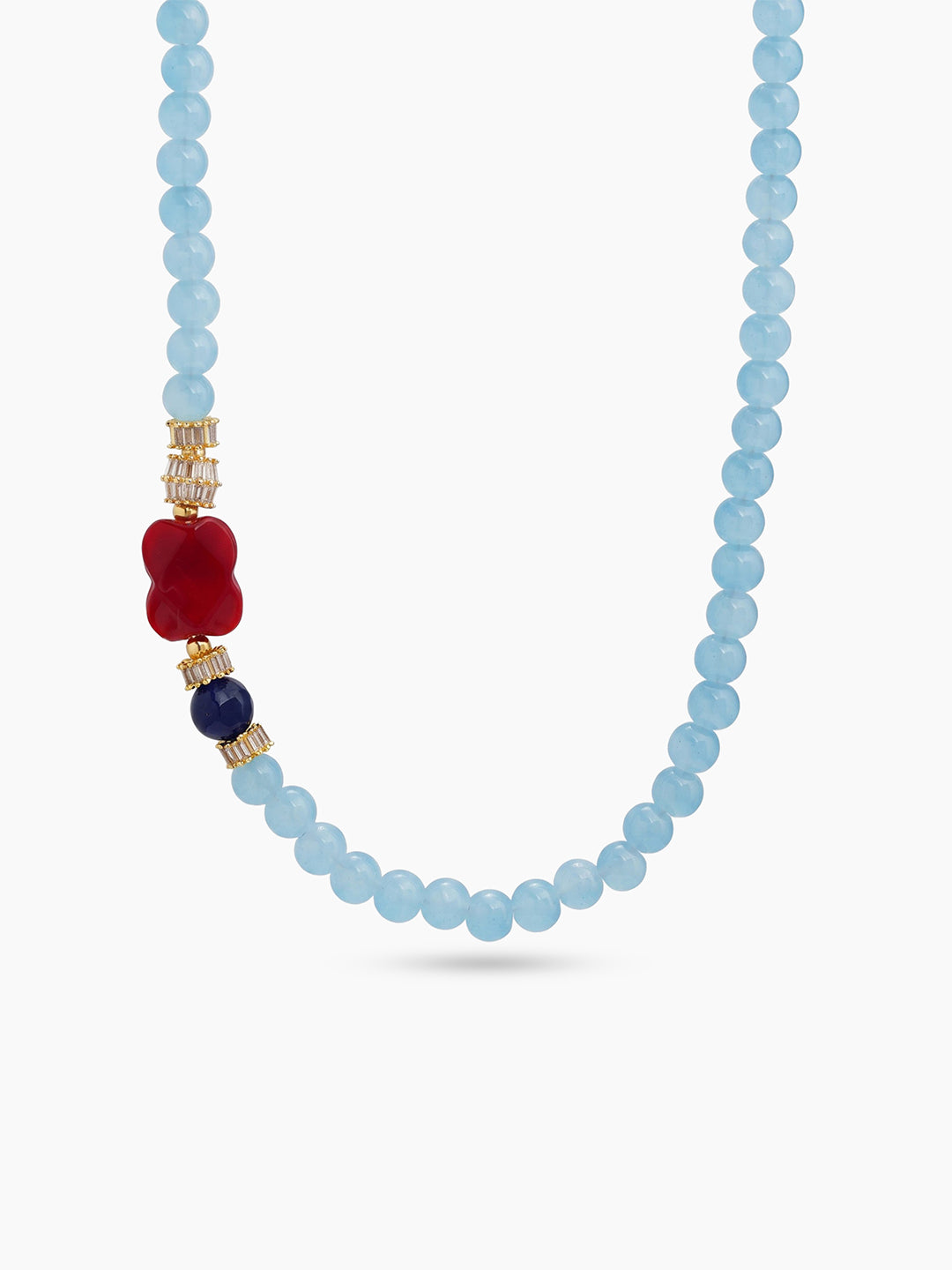 Selo Sky Blue Red Dark Blue Gold Women's Beaded Necklace