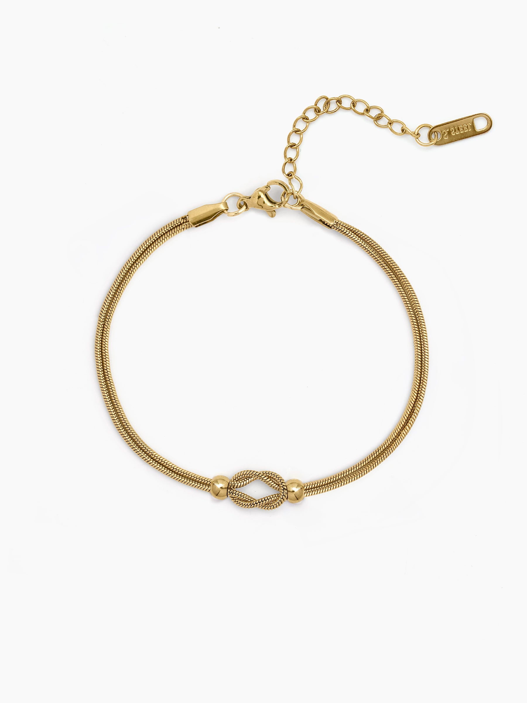 Selveta Knot Beaded 18K Gold Plated Women's Layered Anklets