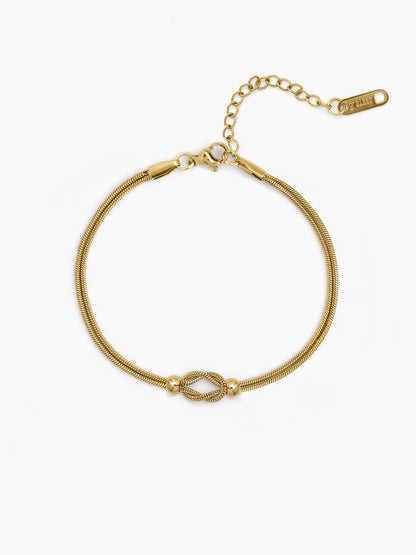 Selveta Knot Beaded 18K Gold Plated Women's Layered Anklets