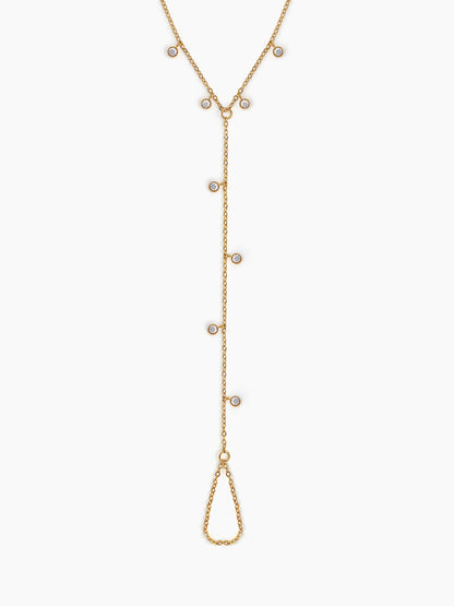 Selvya Diamond Solitaire Drop 18K Gold Plated Ring Bracelet