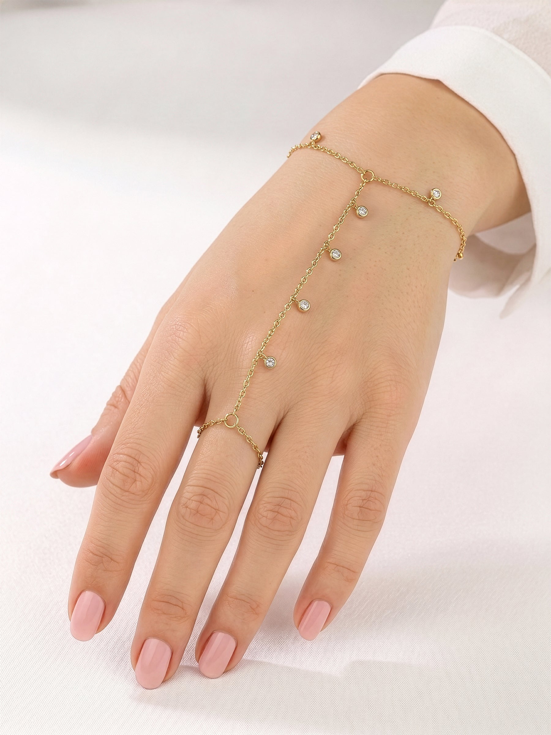 Selvya Diamond Solitaire Drop 18K Gold Plated Ring Bracelet