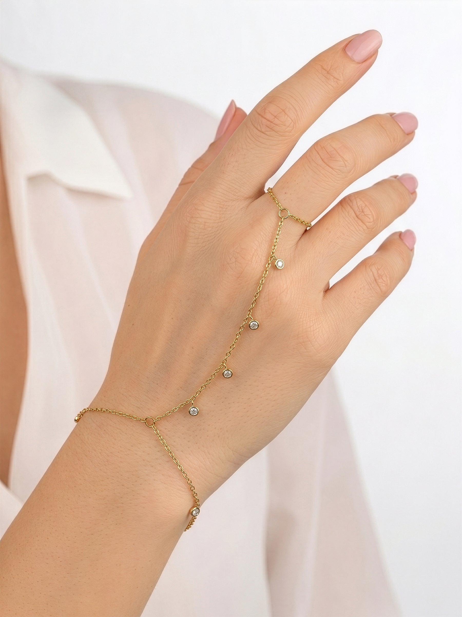 Selvya Diamond Solitaire Drop 18K Gold Plated Ring Bracelet