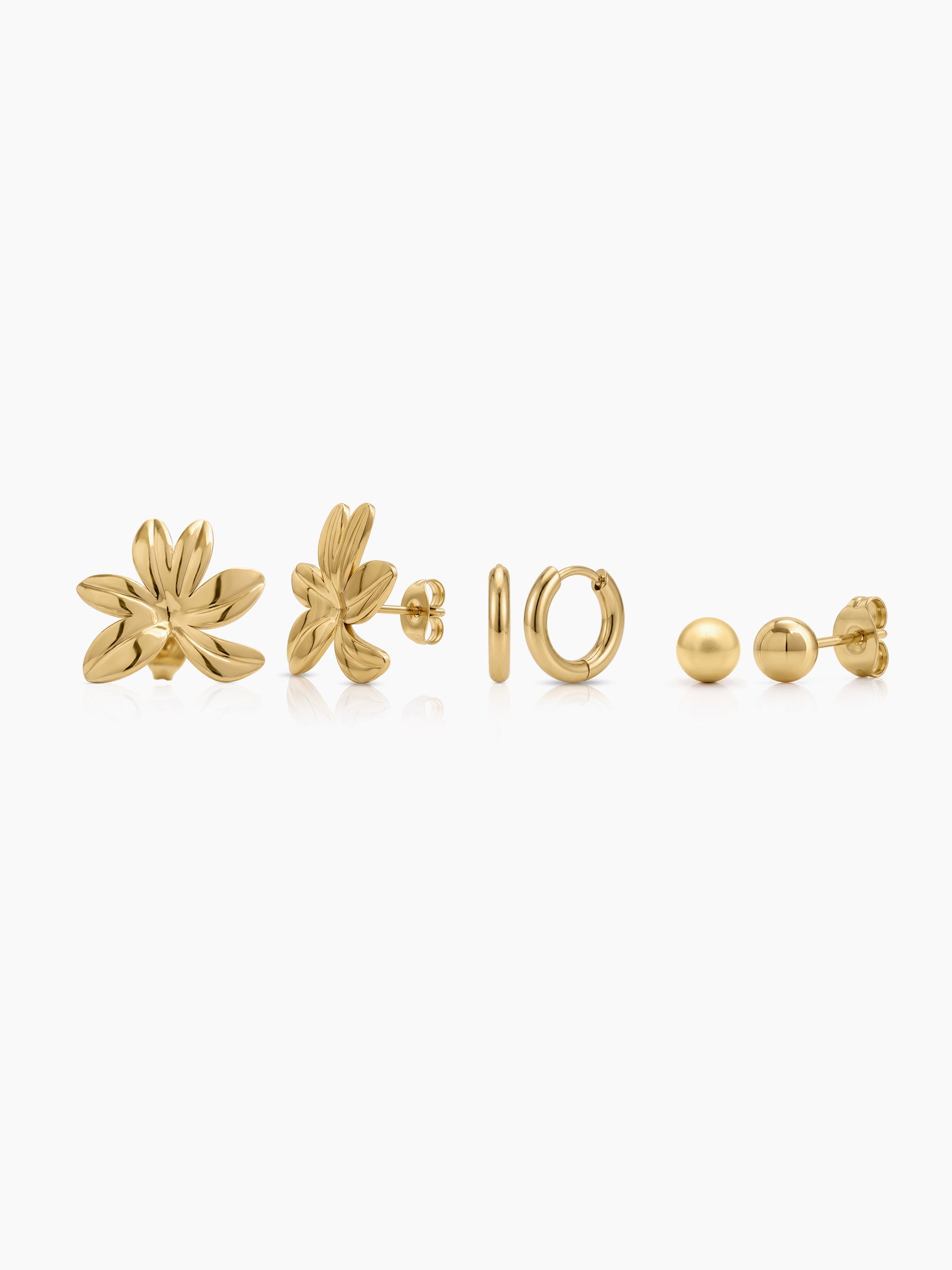Seravia Bead Floral 18K Gold Plated Women's Earring Set