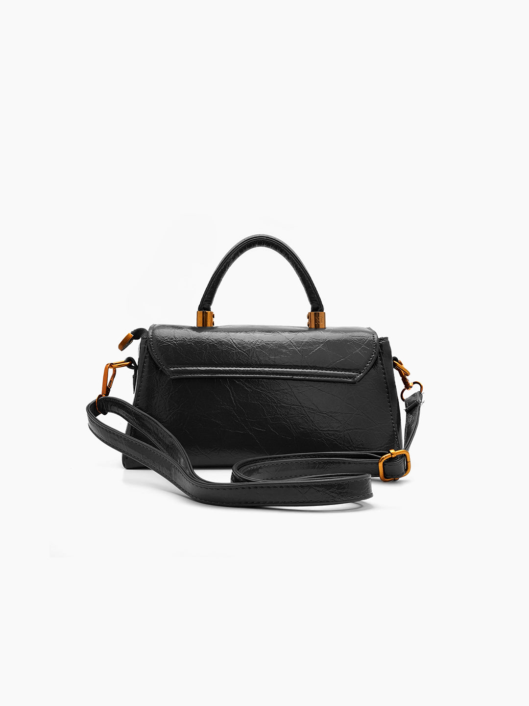 Serena Black Gloss Leather Mini Bag - Swashaa