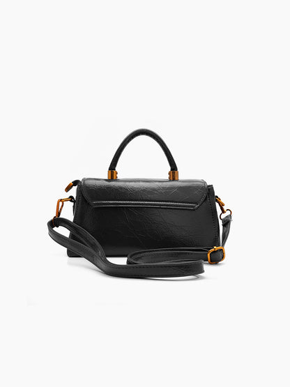 Serena Black Gloss Leather Mini Bag - Swashaa