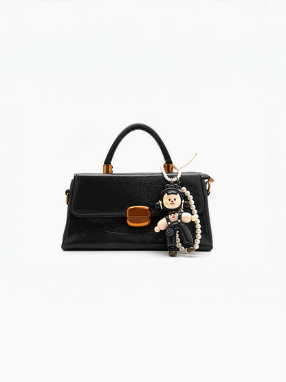 Serena Black Gloss Leather Mini Bag - Swashaa