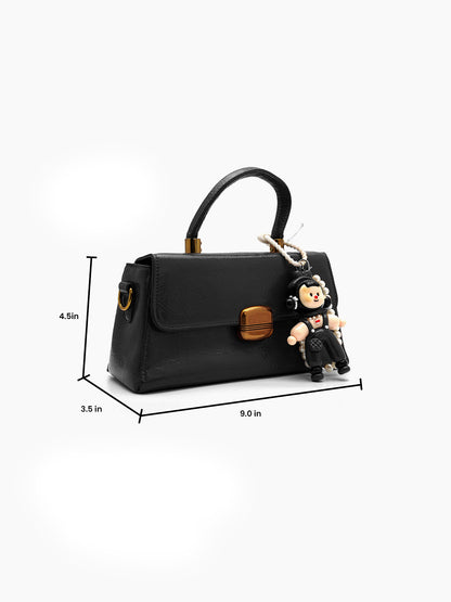Serena Black Gloss Leather Mini Bag - Swashaa