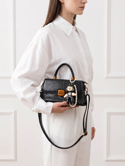 Serena Black Gloss Leather Mini Bag - Swashaa