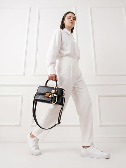 Serena Black Gloss Leather Mini Bag - Swashaa