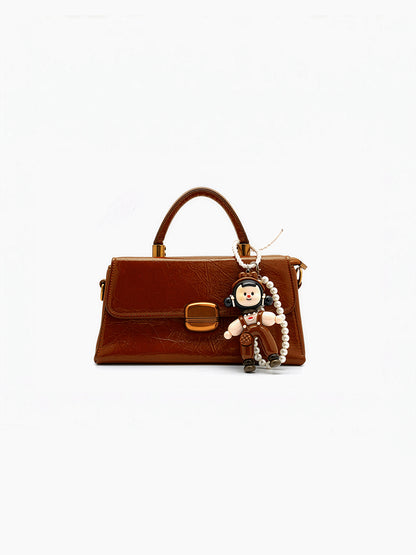 Serena Brown Gloss Leather Mini Bag - Swashaa