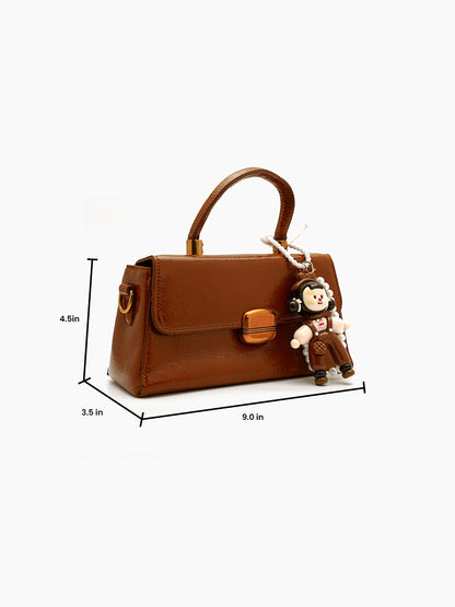 Serena Brown Gloss Leather Mini Bag - Swashaa