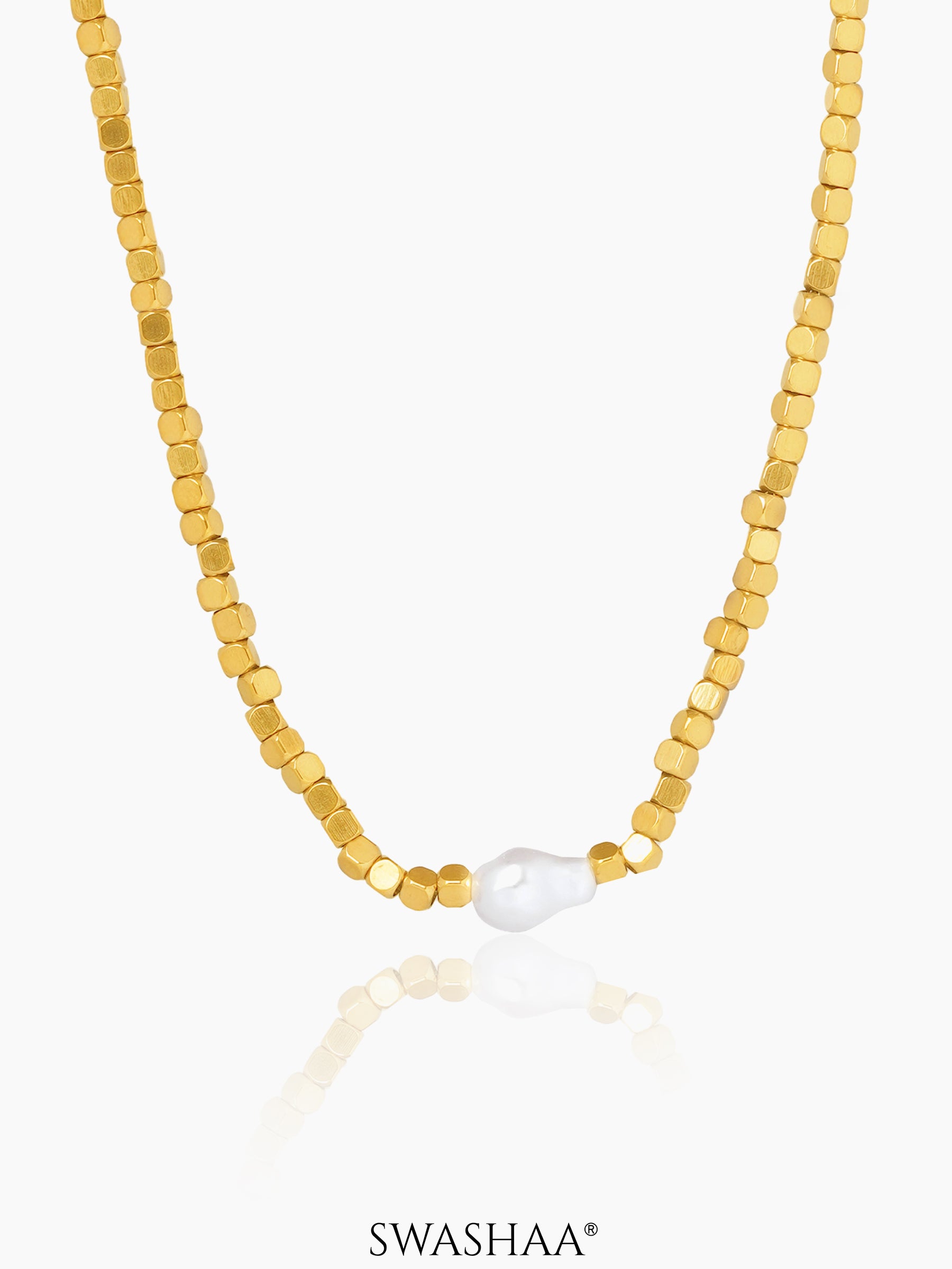 Shaaina Beads Baroque Pearl 18K Gold Plated Choker Necklace
