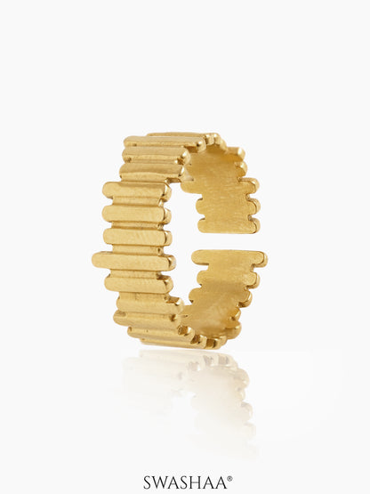 Shaila Ribbed Band Adjustable 18K Gold Plated Ring
