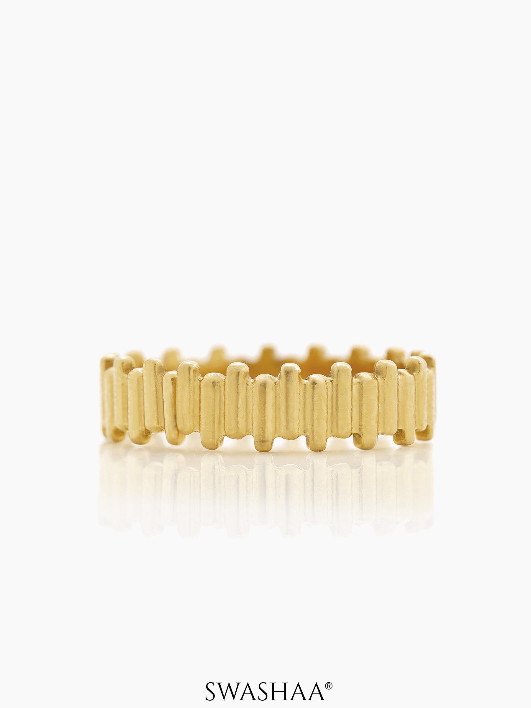 Shaila Ribbed Band Adjustable 18K Gold Plated Ring