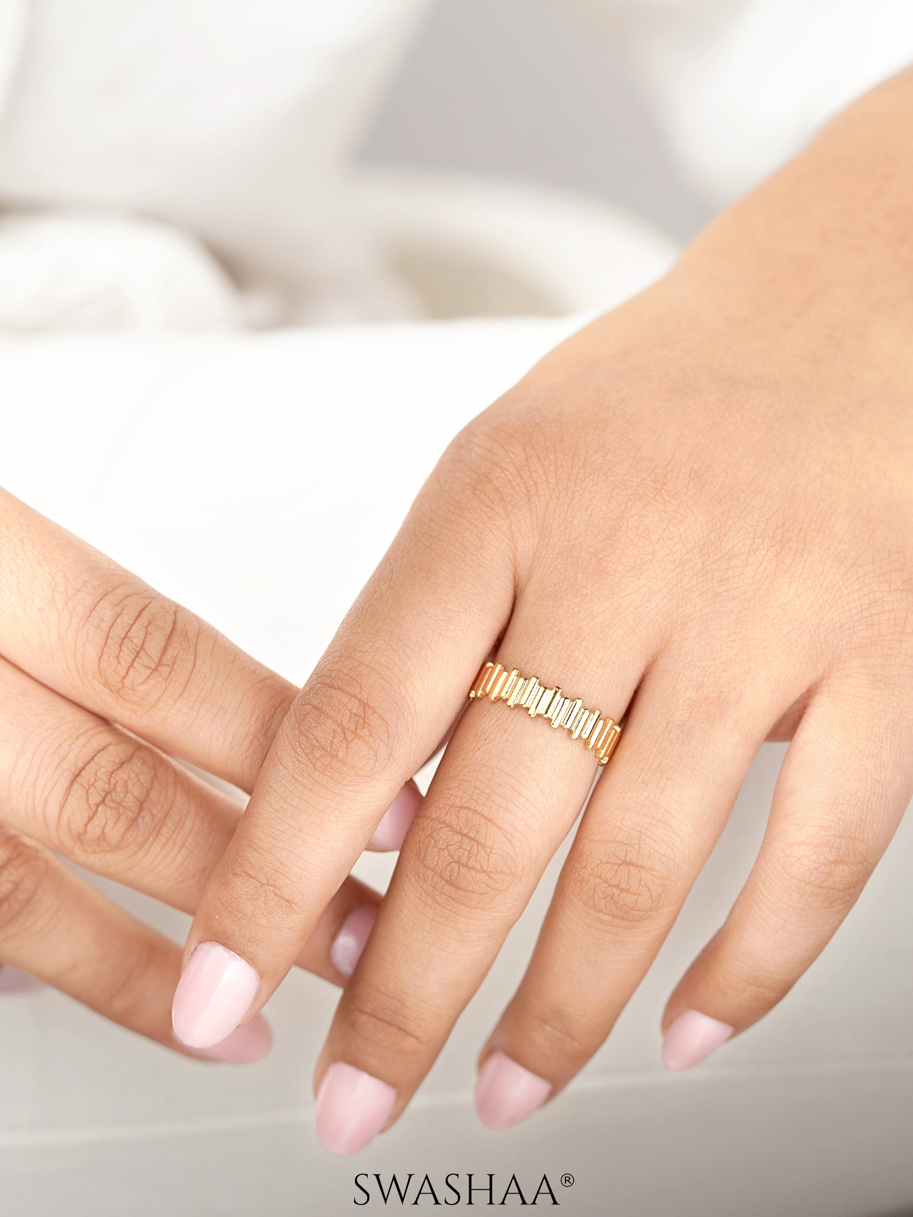 Shaila Ribbed Band Adjustable 18K Gold Plated Ring