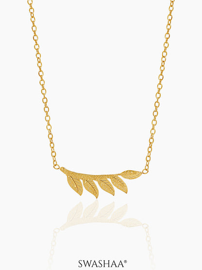 Shalakha Leaf Charm 18K Gold Plated Necklace