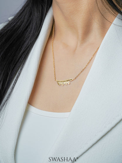 Shalakha Leaf Charm 18K Gold Plated Necklace
