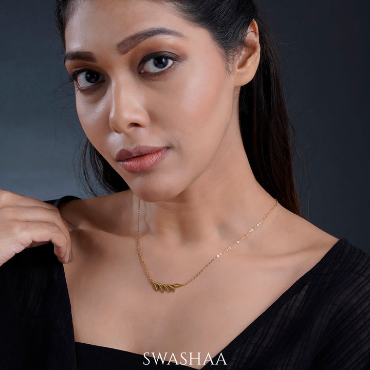 Shalakha Leaf 18K Gold Plated Necklace