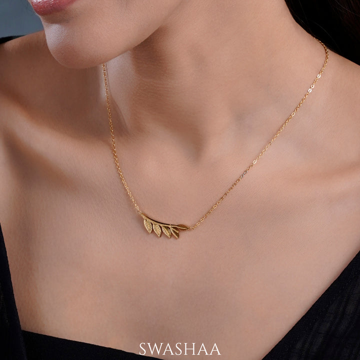 Shalakha Leaf 18K Gold Plated Necklace