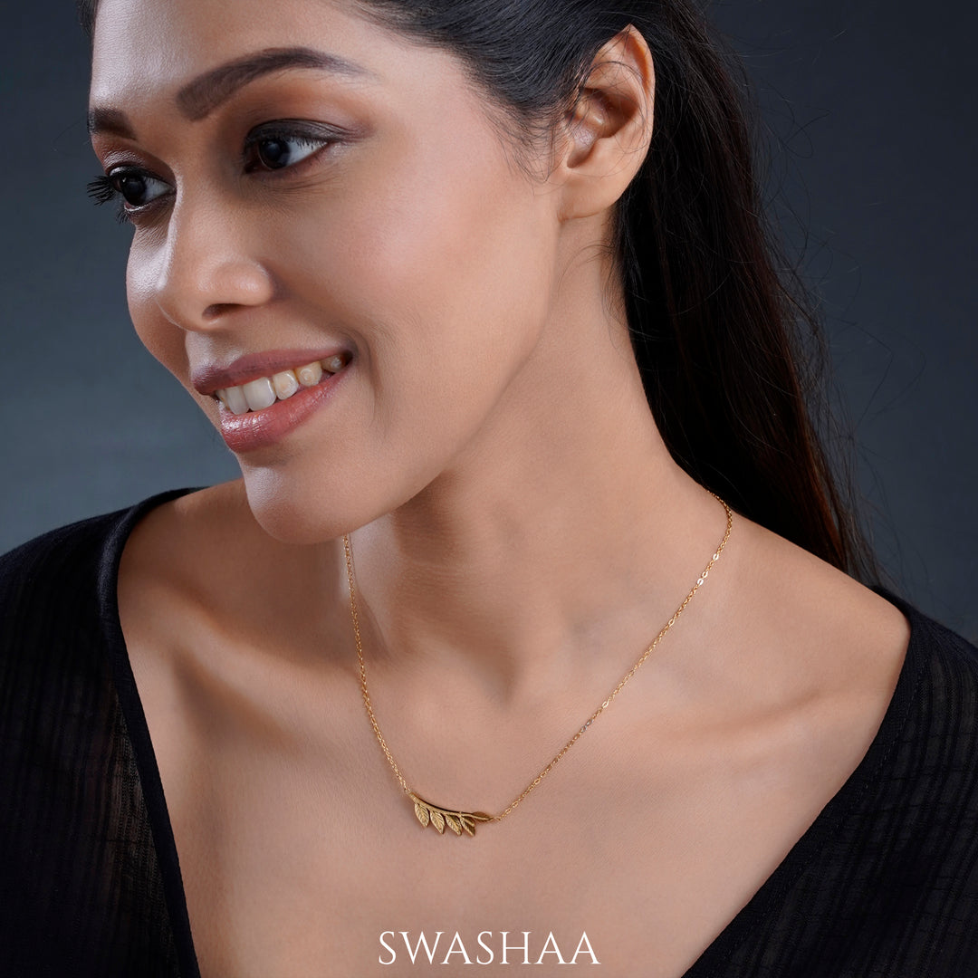 Shalakha Leaf 18K Gold Plated Necklace