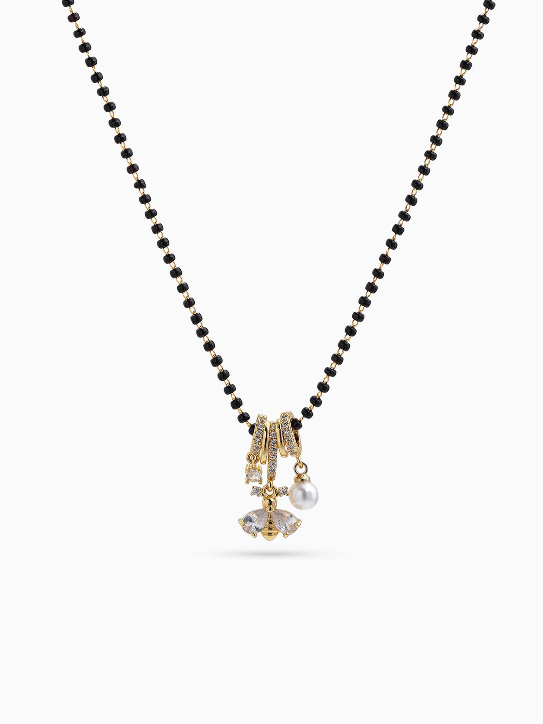 Shanaya Diamond Pearl Charm 18K Gold Plated Women's Mangalsutra Necklace