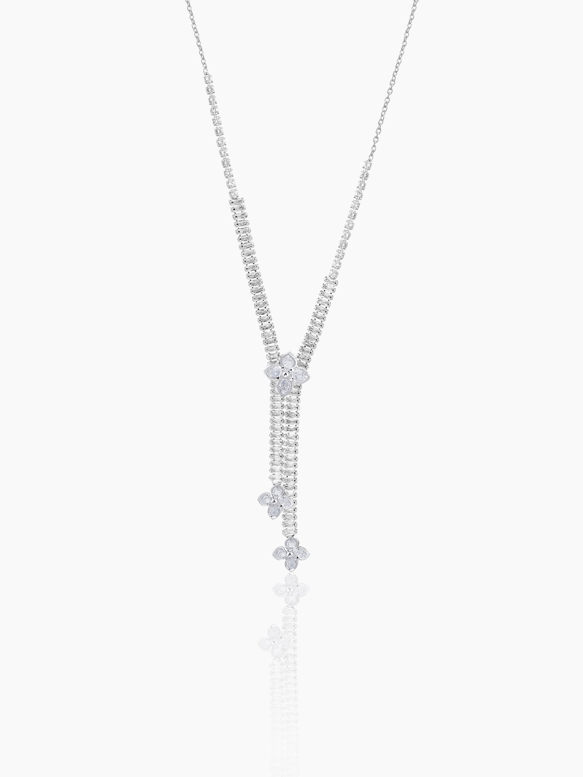 Shanon Clover Charm Y-shaped Silver Necklace