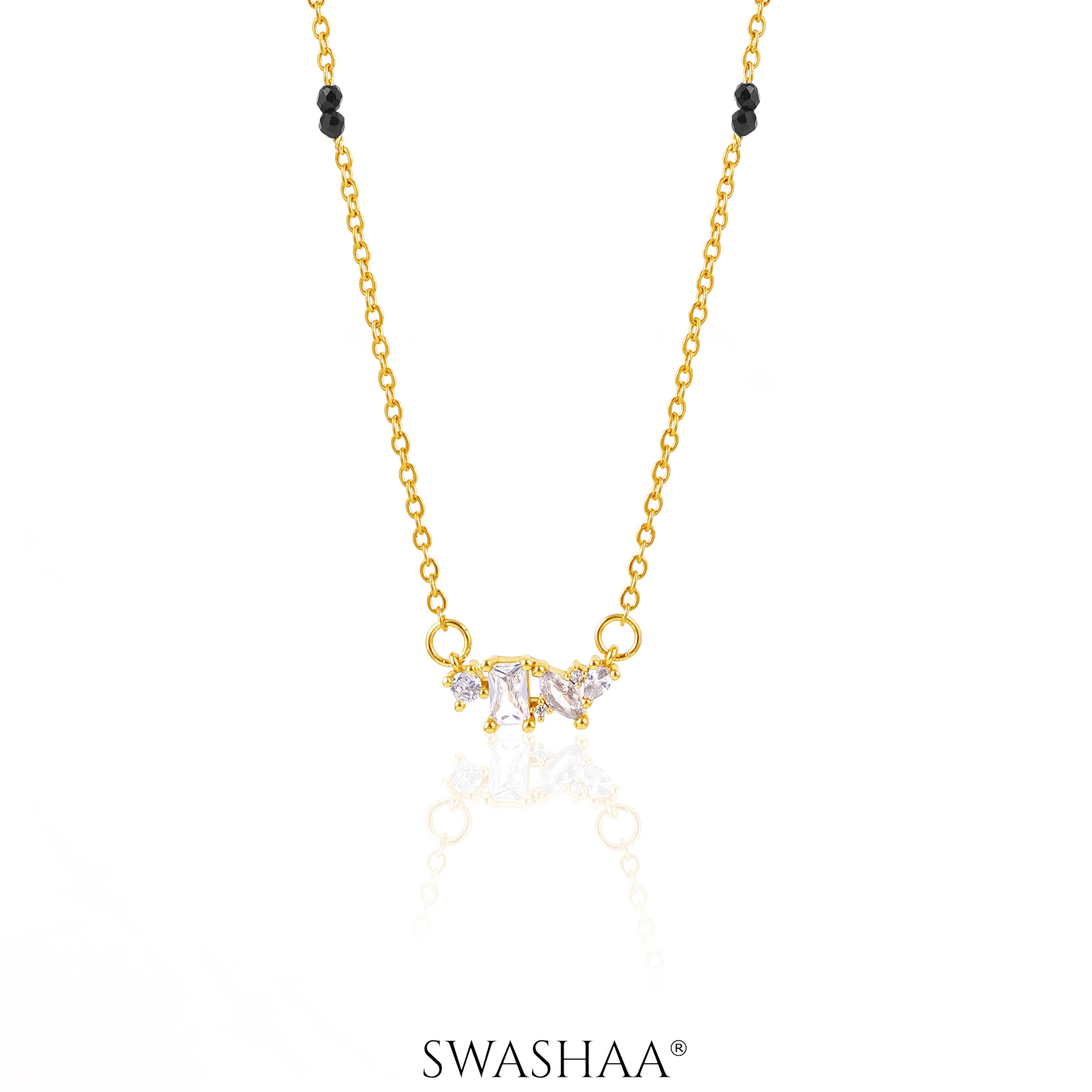 Shanvika Solitaire Diamond 18K Gold Plated Mangalsutra
