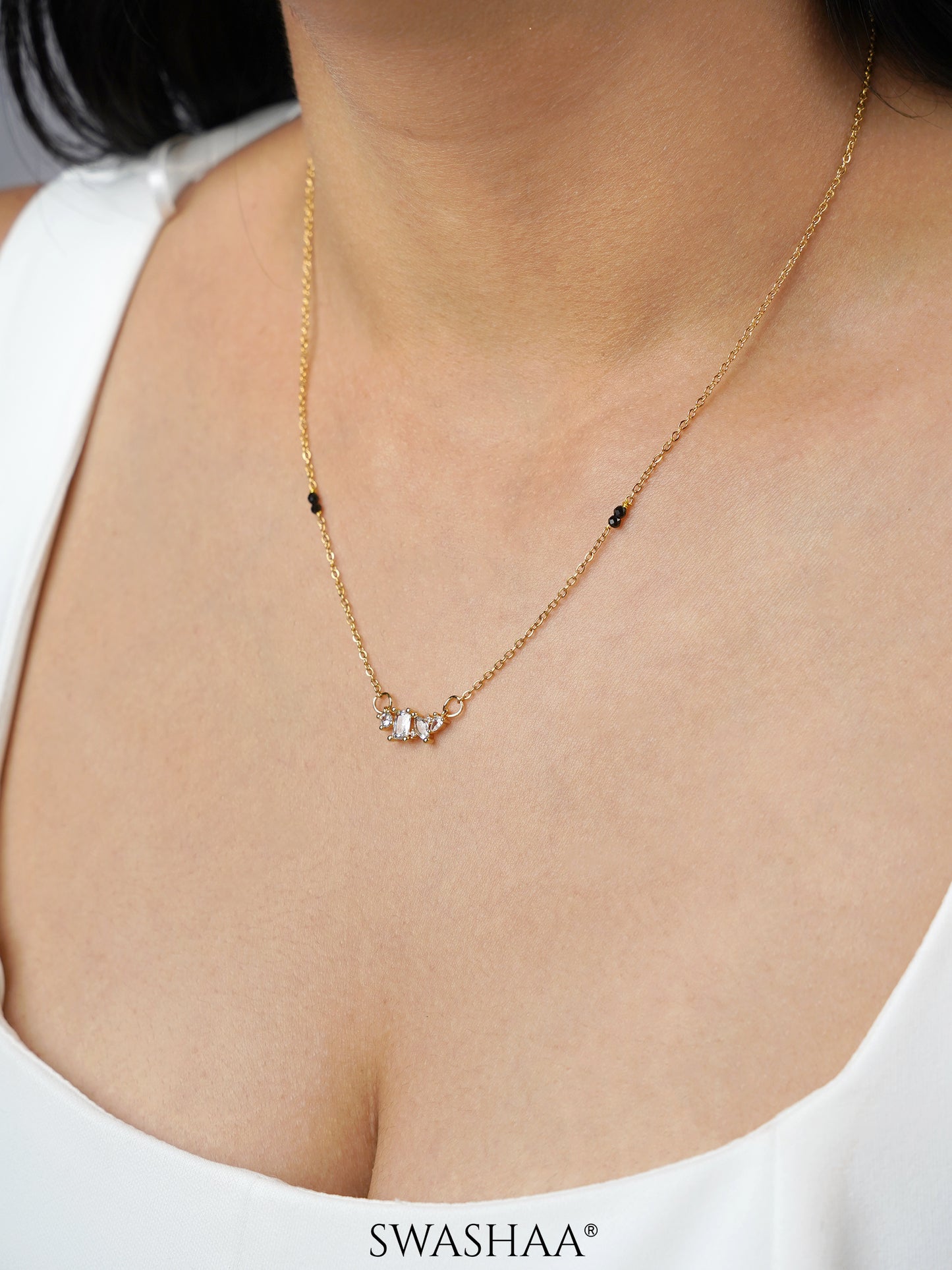 Shanvika Solitaire Diamond 18K Gold Plated Mangalsutra
