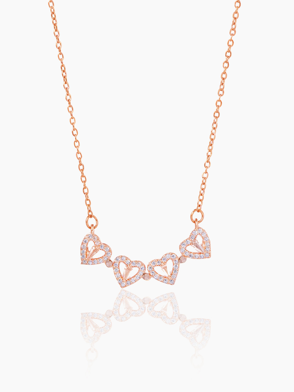 Shiny Leaf Flower Clover Charm Rosegold Plated Chain Pendant Necklace