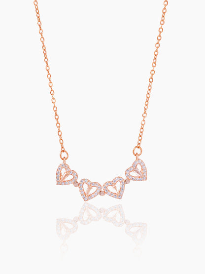 Shiny Leaf Flower Clover Charm Rosegold Plated Chain Pendant Necklace