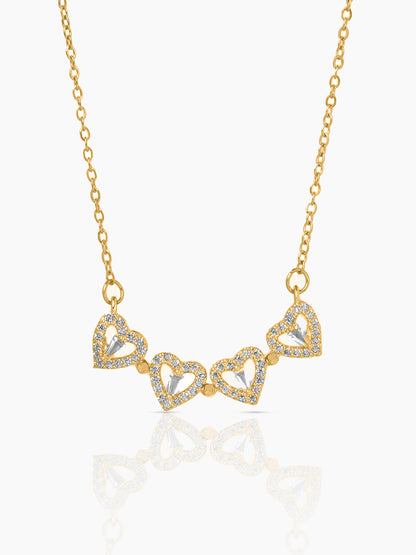 Shiny Leaf Flowe Clover Charm 18K Gold Plated Chain Pendant Necklace