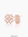 Shiny Clover Rosegold Plated Earrings