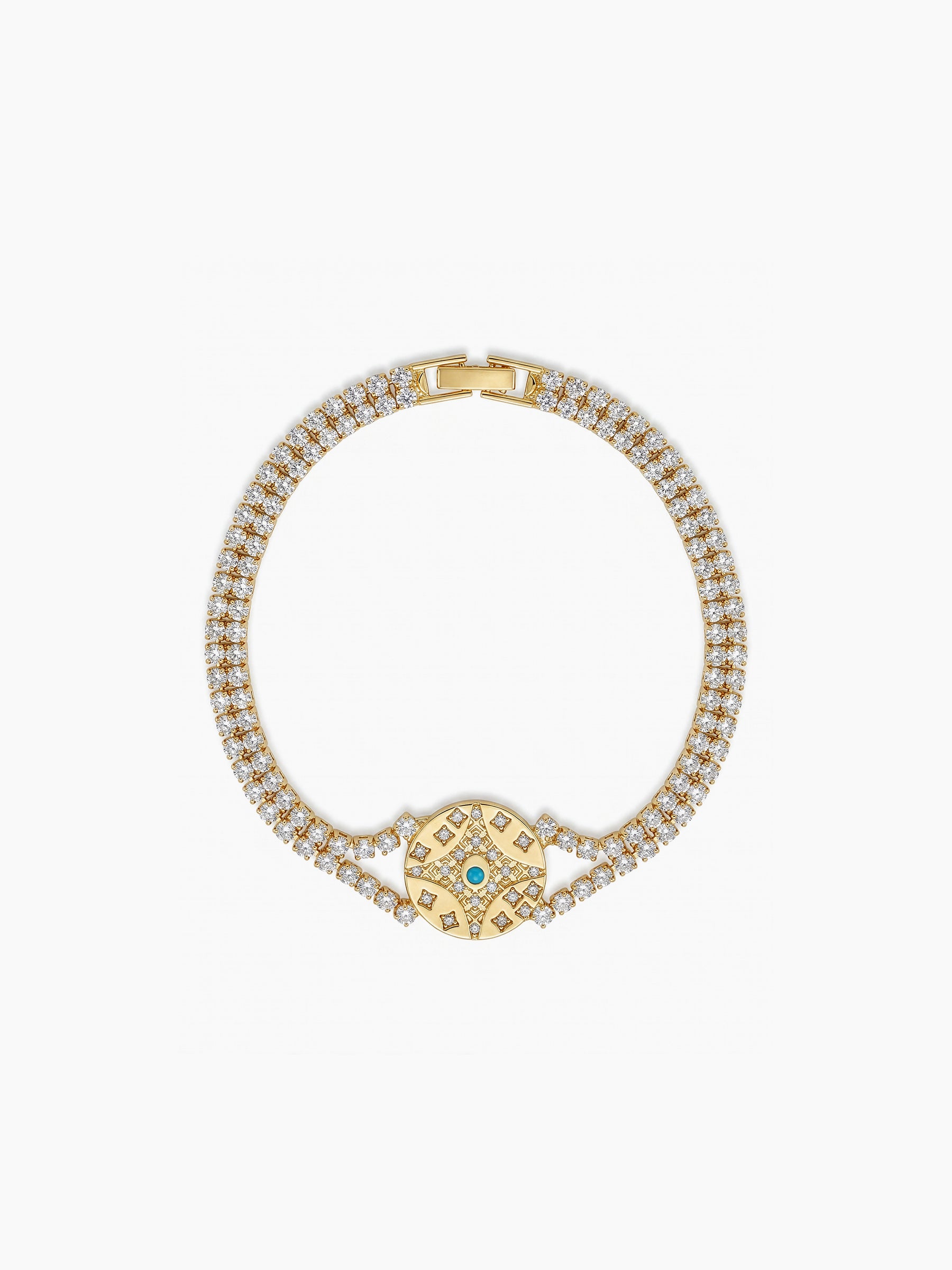 Shubh Textured 18K Gold Plated Diamond Tennis Rakhi