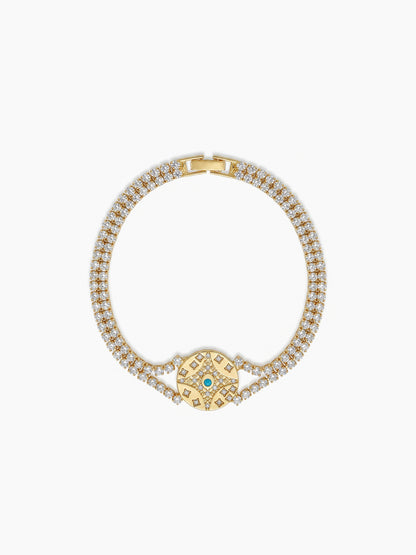 Shubh Textured 18K Gold Plated Diamond Tennis Rakhi