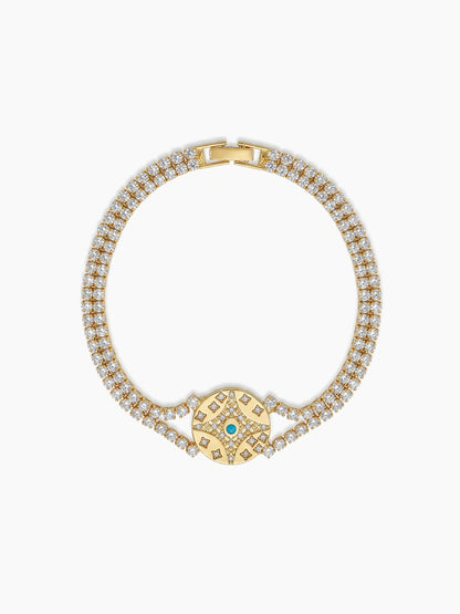 Shubh Textured 18K Gold Plated Diamond Tennis Rakhi