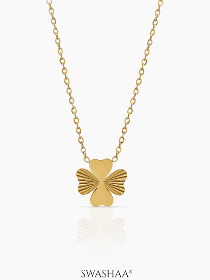 Siena Four Leaf Clover Charm 18K Gold Plated Chain Pendant Necklace