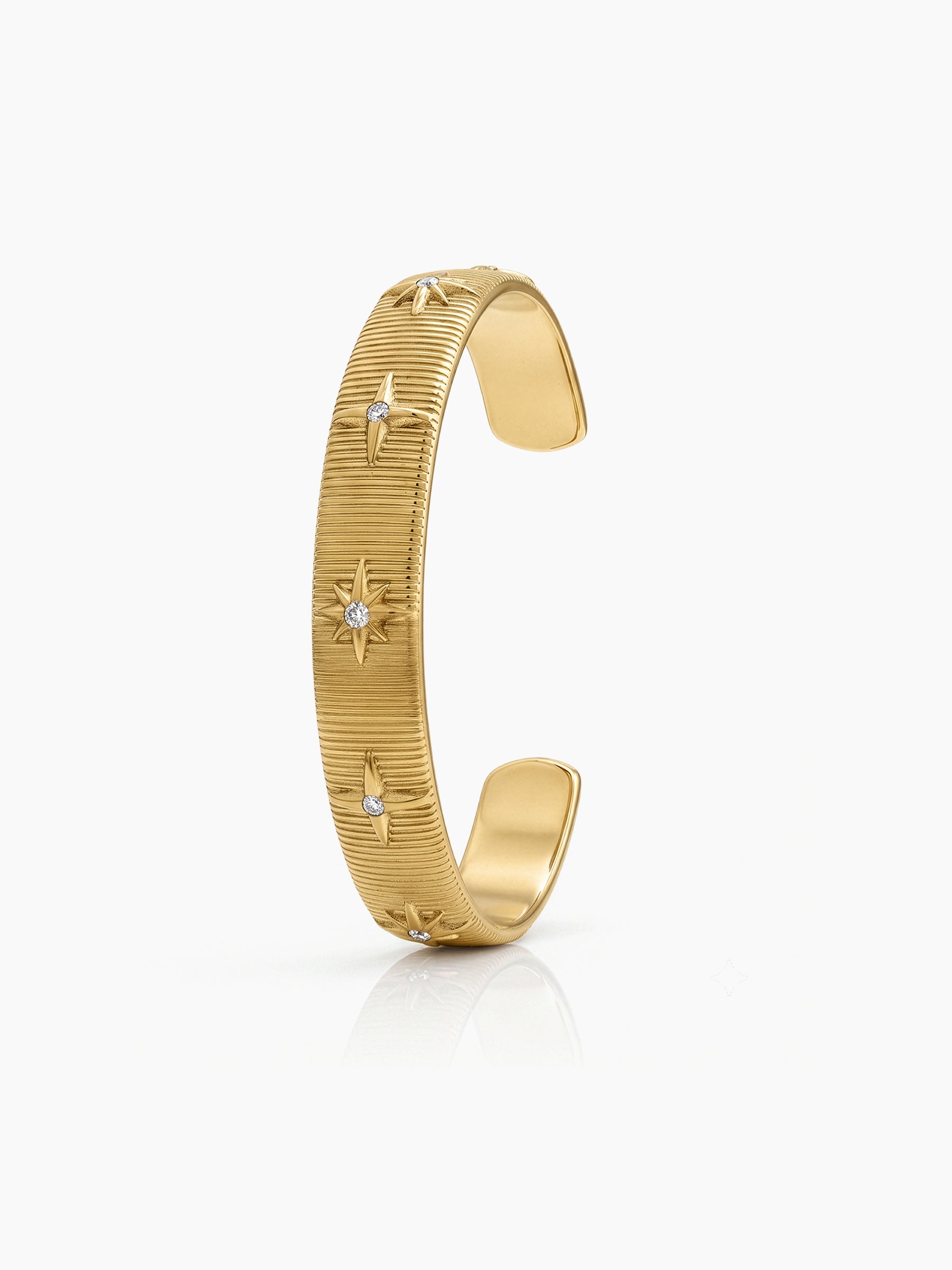 Simini Star Diamond 18K Gold Plated Women's Cuff Bracelet